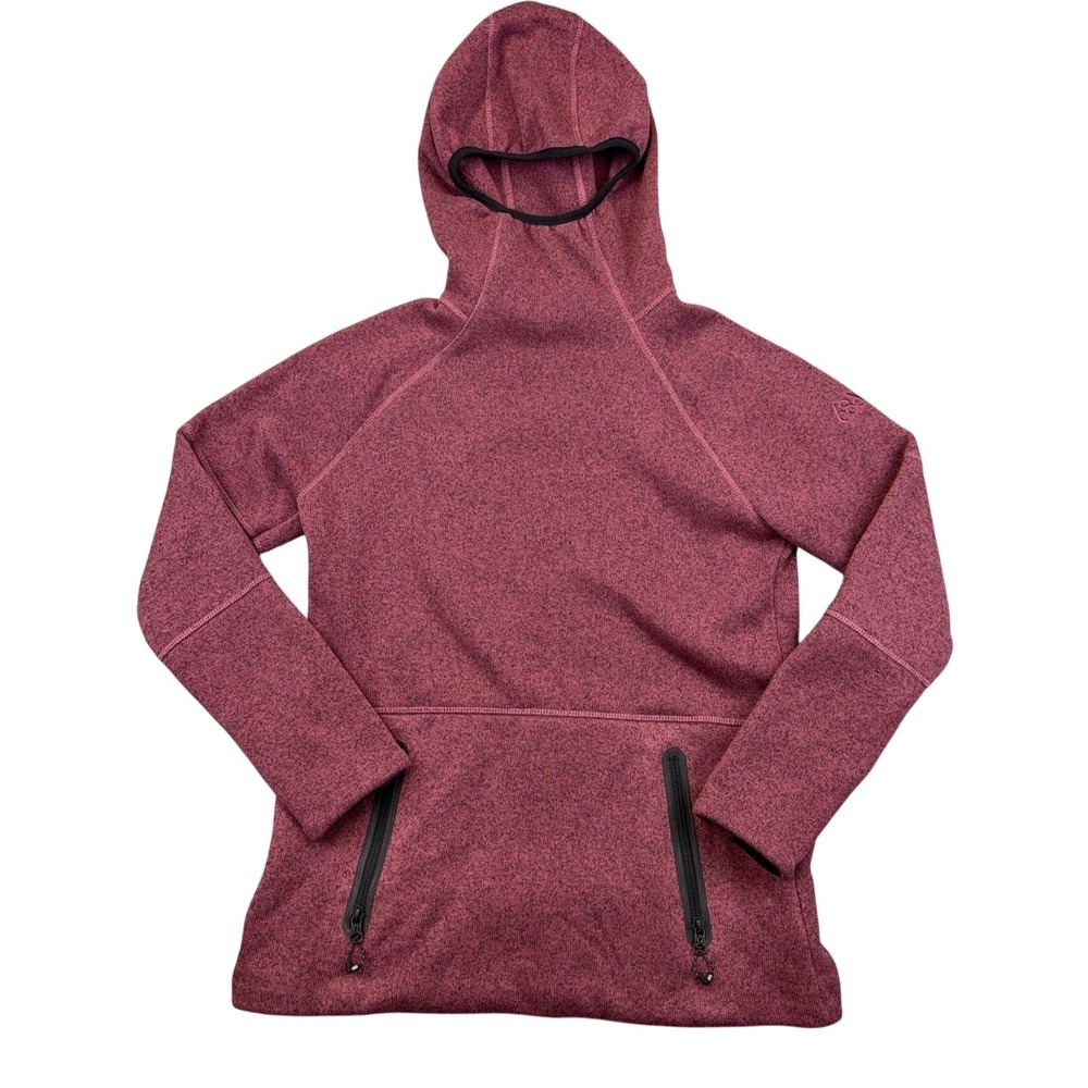 686 Hoodie Womens Medium Pink Knit‎ Tech Fleece Pullover Zip Pocket Ski Hiking